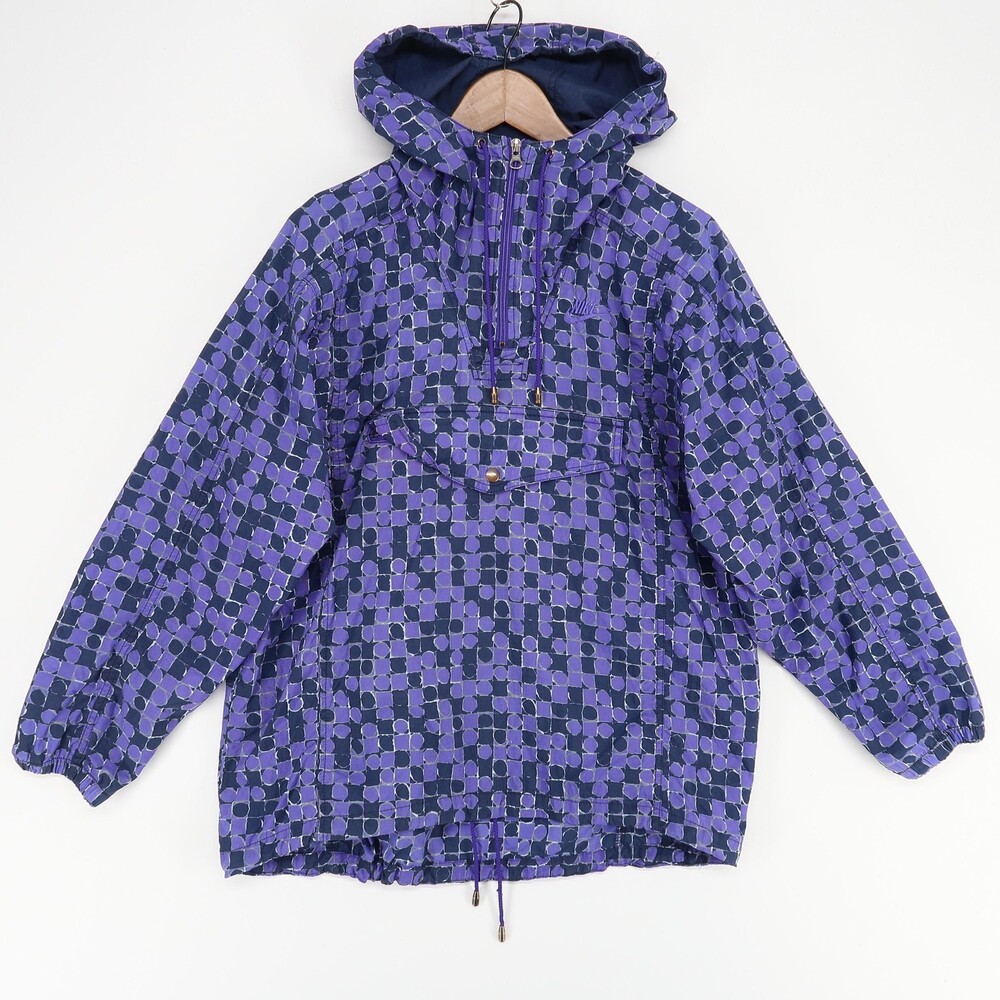 Vintage Nike Jacket‎ Womens S Purple Geometric Anorak Windbreaker Half Zip Y2K